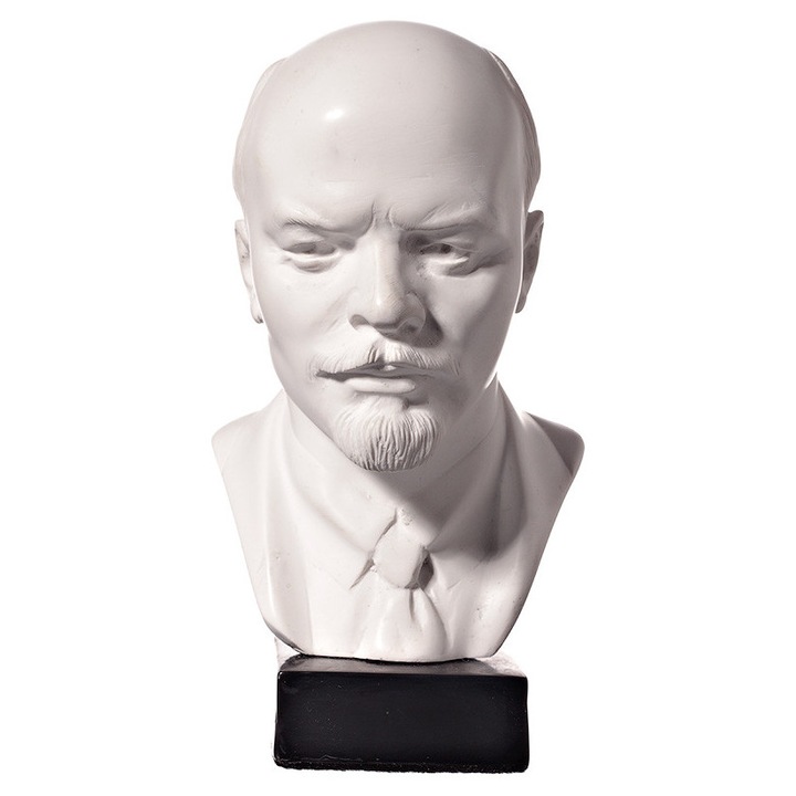Mellszobor, szobor, Vlagyimir Lenin szovjet vezető, márvány, 13 cm, fehér