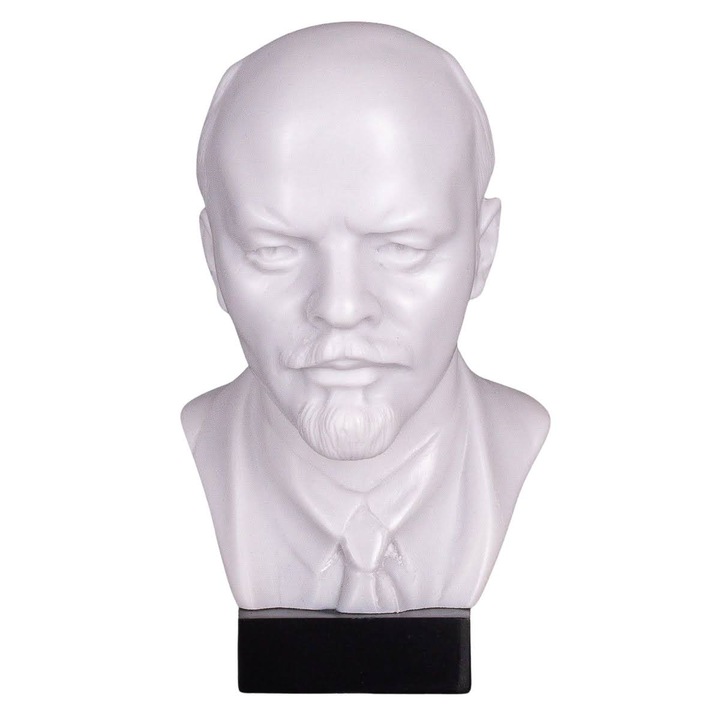 Statueta, bust, lider sovietic Vladimir Lenin, marmura, 13 cm alb