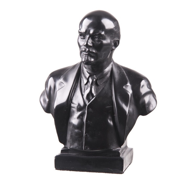 Mellszobor, szobor, Vlagyimir Lenin szovjet vezető, kő, 18 cm, fekete