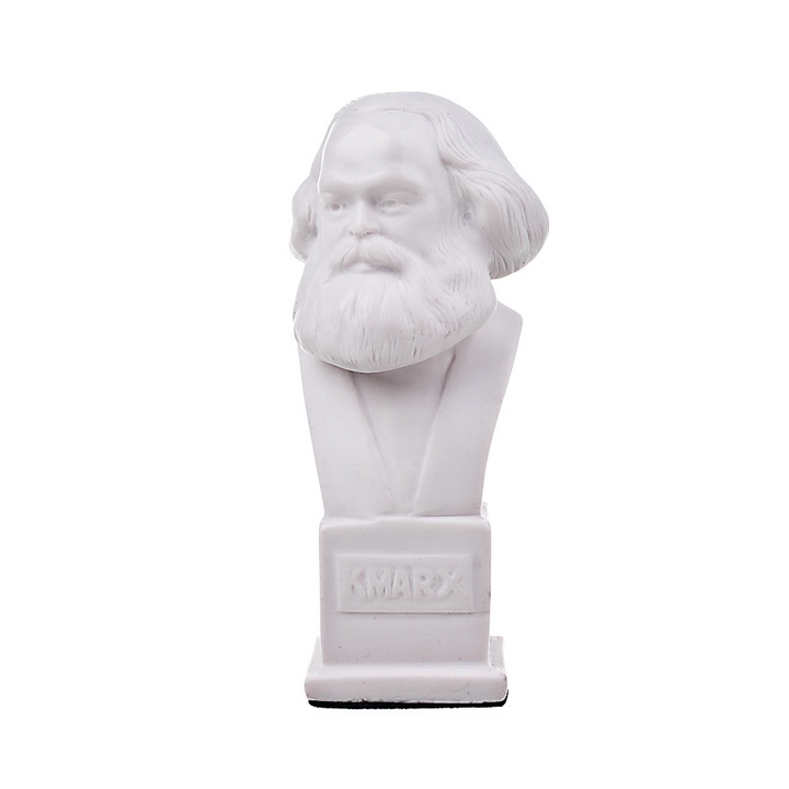 Mellszobor, szobor, Karl Marx német filozófus, márvány, 12 cm, fehér