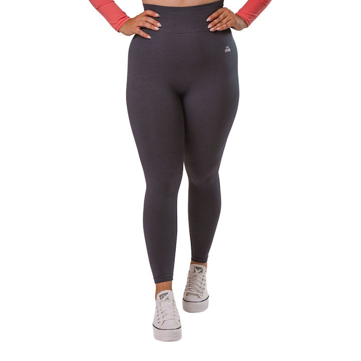 Colanti Fitness Gym Freak Seamless Push Up Talie Inalta, Gri inchis