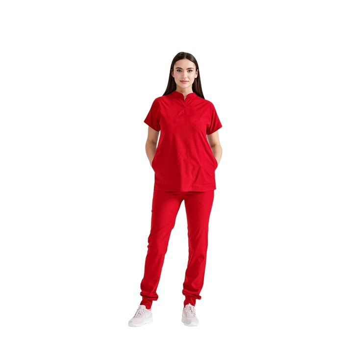 Медицински костюм унисекс, модел Activity, червен, 60% памук, 5% еластан, 35% полиестер, 2XL INTL