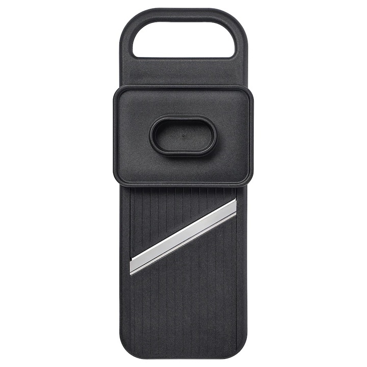 Рендета за зеленчуци, 3 различни дебелини на филийки, 12x5x29 см, защита за ръцете, твърди, стабилни, лесни за почистване, пластмаса и неръждаема стомана, черни