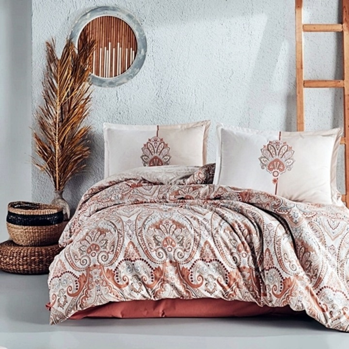 Lenjerie de pat bumbac, Ranforce, 4 piese, pentru pat dublu, multicolor, Ralex Pucioasa, 240x260cm, LDP-BBC-RFC-100132