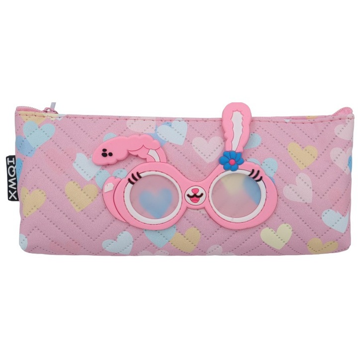 Penar pentru fete, cu inimioare si ochelari, H126, roz