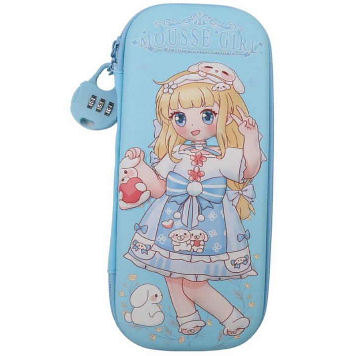 Penar pentru fete, compartimente multiple cu cifru 6007, bleu