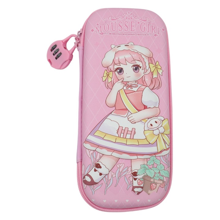 Penar pentru fete, compartimente multiple cu cifru 6007, roz