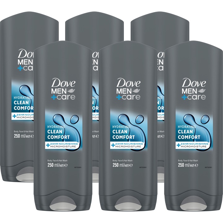 Dove Men + Care Clean Comfort tusfürdő, 6x250 ml