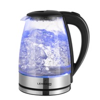 Fierbator electric Lehmann Aqua Glass 10, 2 litre, 2200W, sticla, iluminare din spate cu LED-uri, 210x160x240 mm, 0.9 kg, transparent