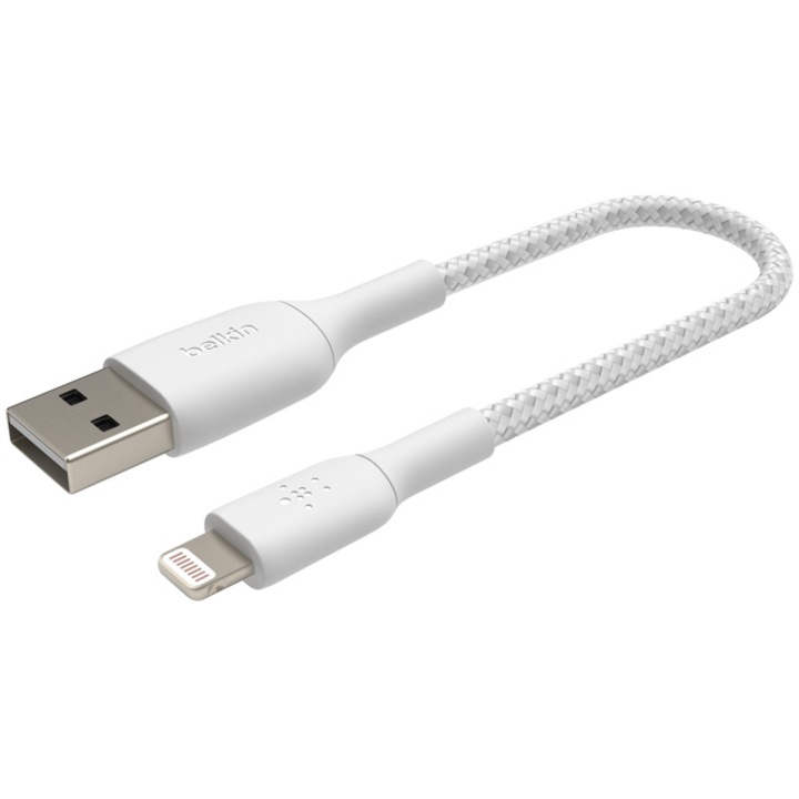 Belkin BOOST CHARGE USB-A kábel Lightninghez, PVC, fonott, 0,15 m, fehér