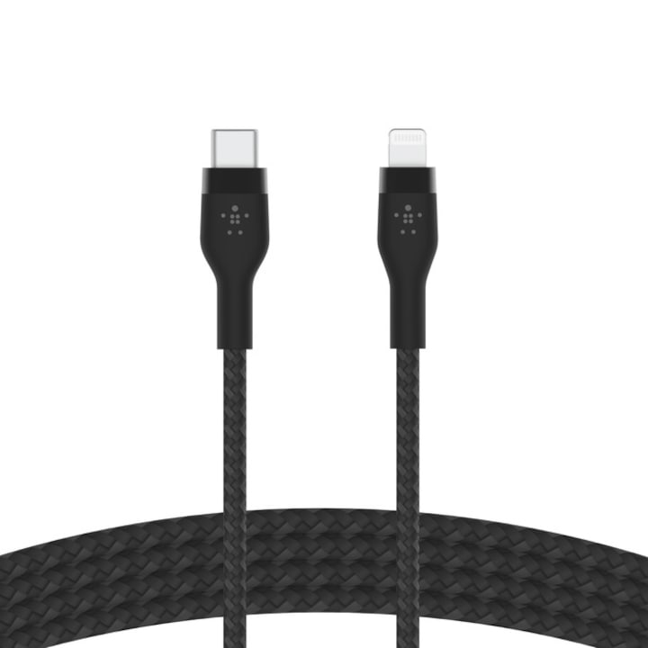 Cablu Belkin BOOST CHARGE PRO Flex USB-C catre LTG, Silicon impletit, 3M, Negru