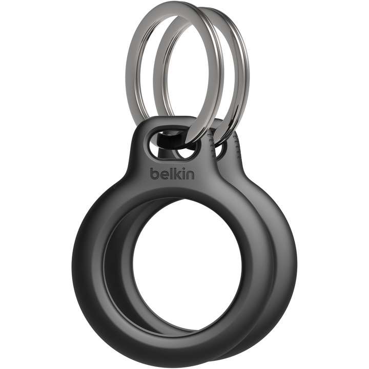 Suport securizat Belkin cu inel pentru AirTag Apple, 2 bucati, Negru