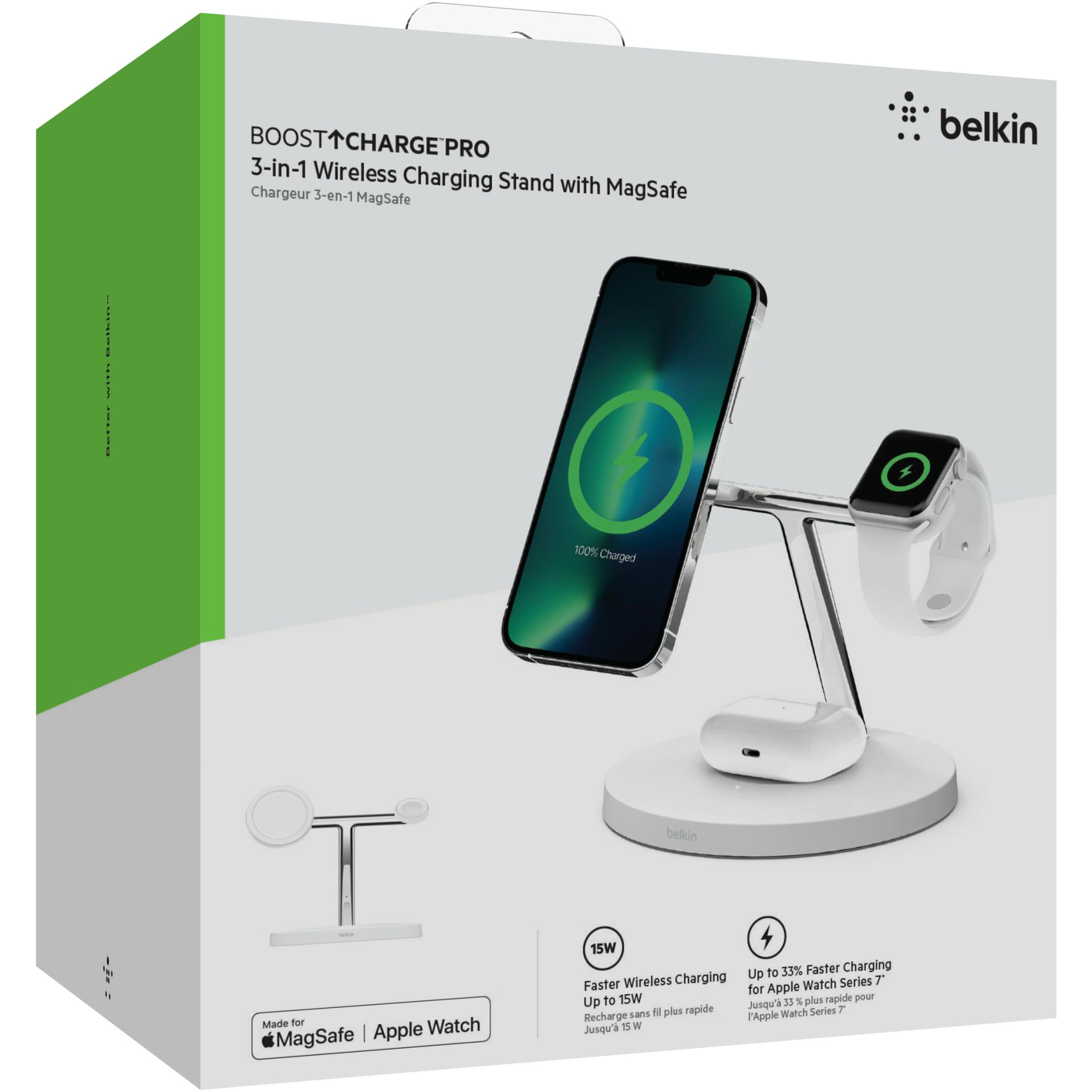 Stand de incarcare MagSafe 3-in-1 Belkin BOOST CHARGE PRO, Alb