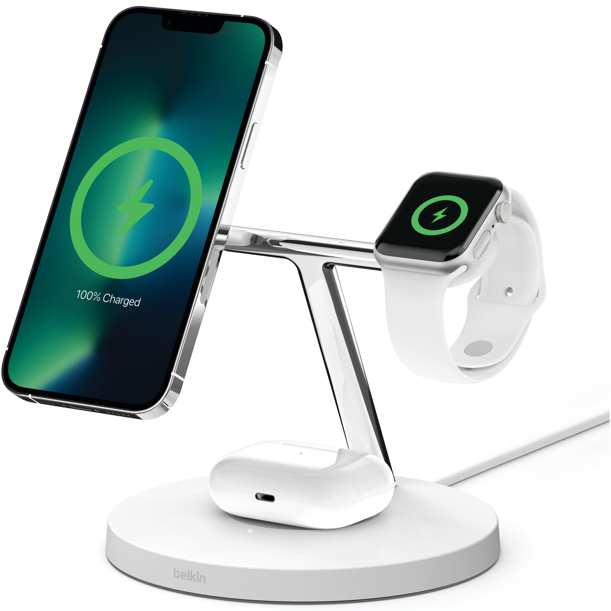 Stand de incarcare MagSafe 3-in-1 Belkin BOOST CHARGE PRO, Alb