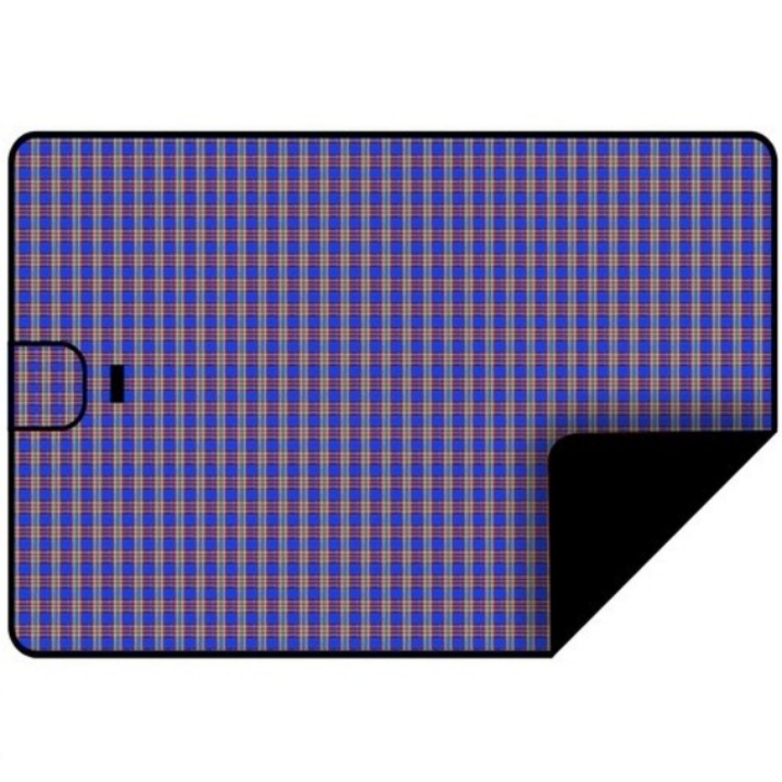 Patura pentru picnic sau plaja CLASStitude, multifunctionala, impermeabila, pliabila, cu maner, 145 x 180 cm, Albastru / Verde