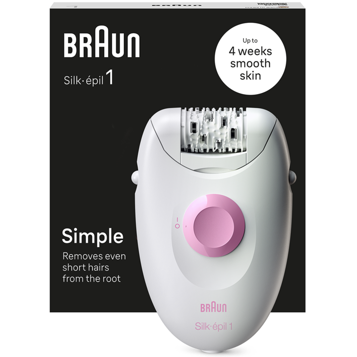 Епилатор Braun Silk-epil 1 1-000, Soft Lift, 20 пинсети, 1 скорост, Бял