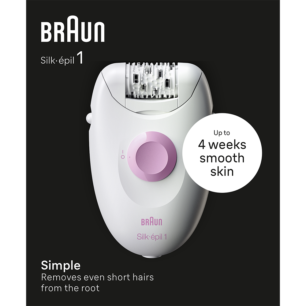 Epilator Braun Silképil 1 1000, Soft Lift, 20 pensete, 1 viteza, Alb eMAG.ro