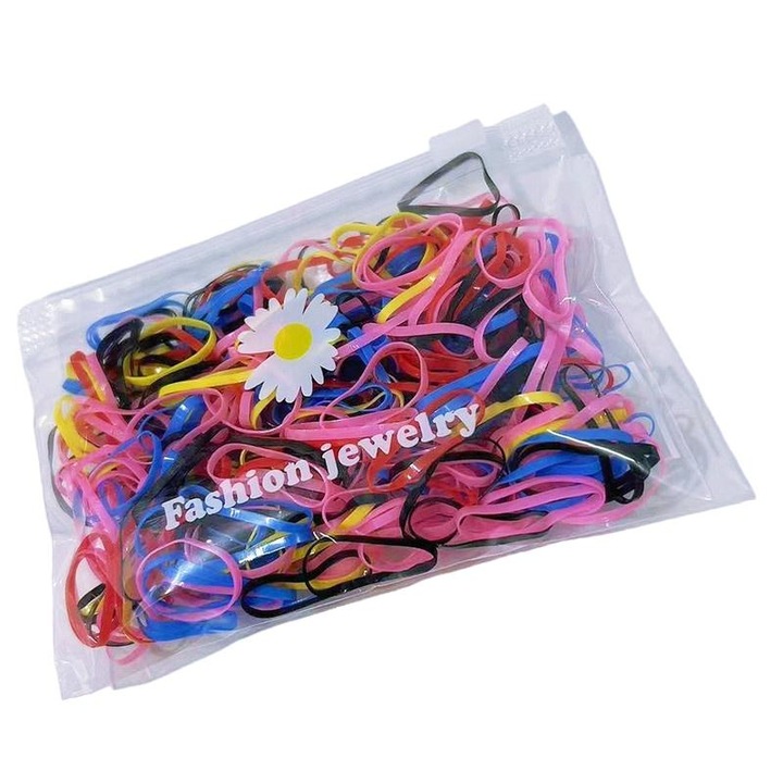 Set 200 elastice de par, Fashion Jewelry, Silicon, Multicolor