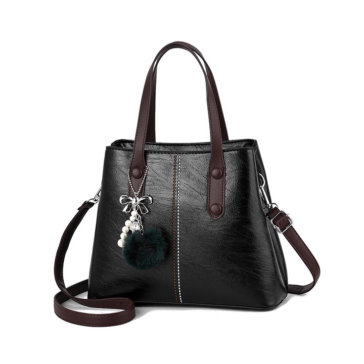 Geanta dama, Dollcini, Piele ecologica, Negru