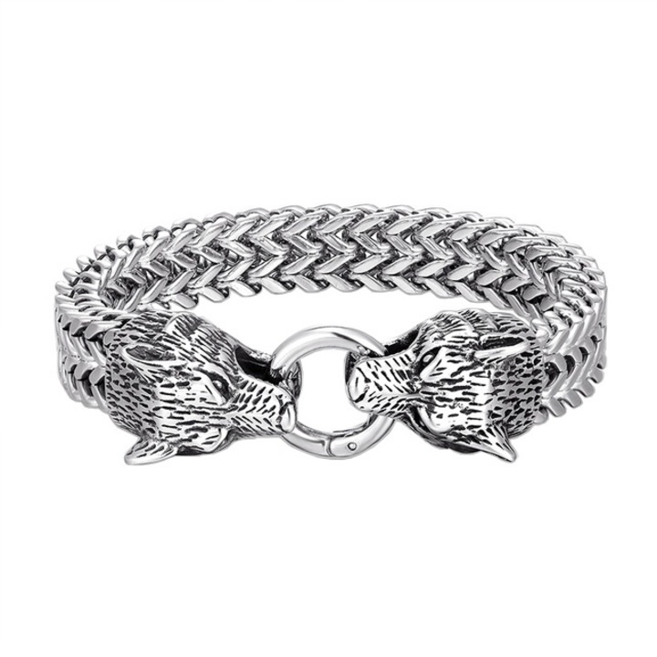 Bratara Lup din Zale, Barbati, Stainless-Steel, Argintiu