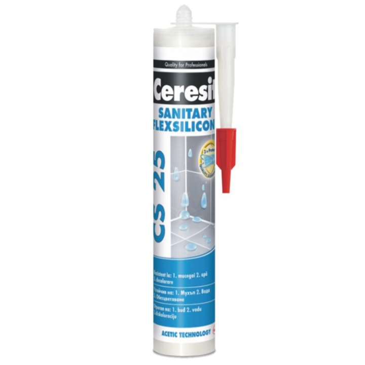Silicon sanitar Ceresit CS 25, interior/exterior, gri silver, 280 ml