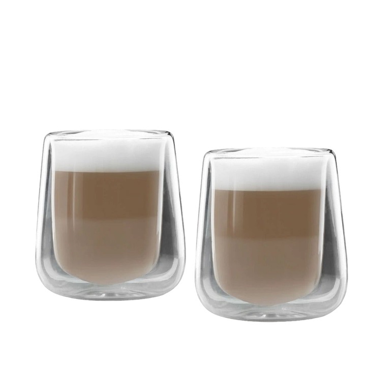 Set 2 buc Pahare Termorezistente cu Pereti Dubli 300 ml