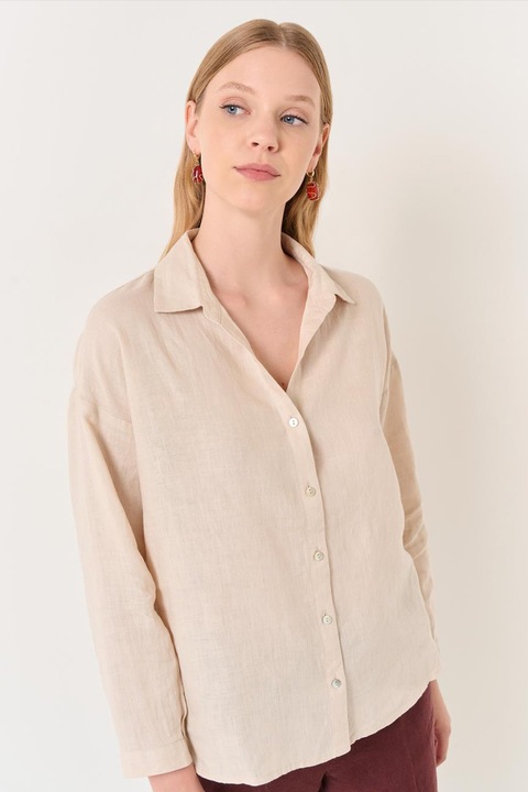 JIMMY KEY, Camasa de in cu maneci cazute, Alb fildes