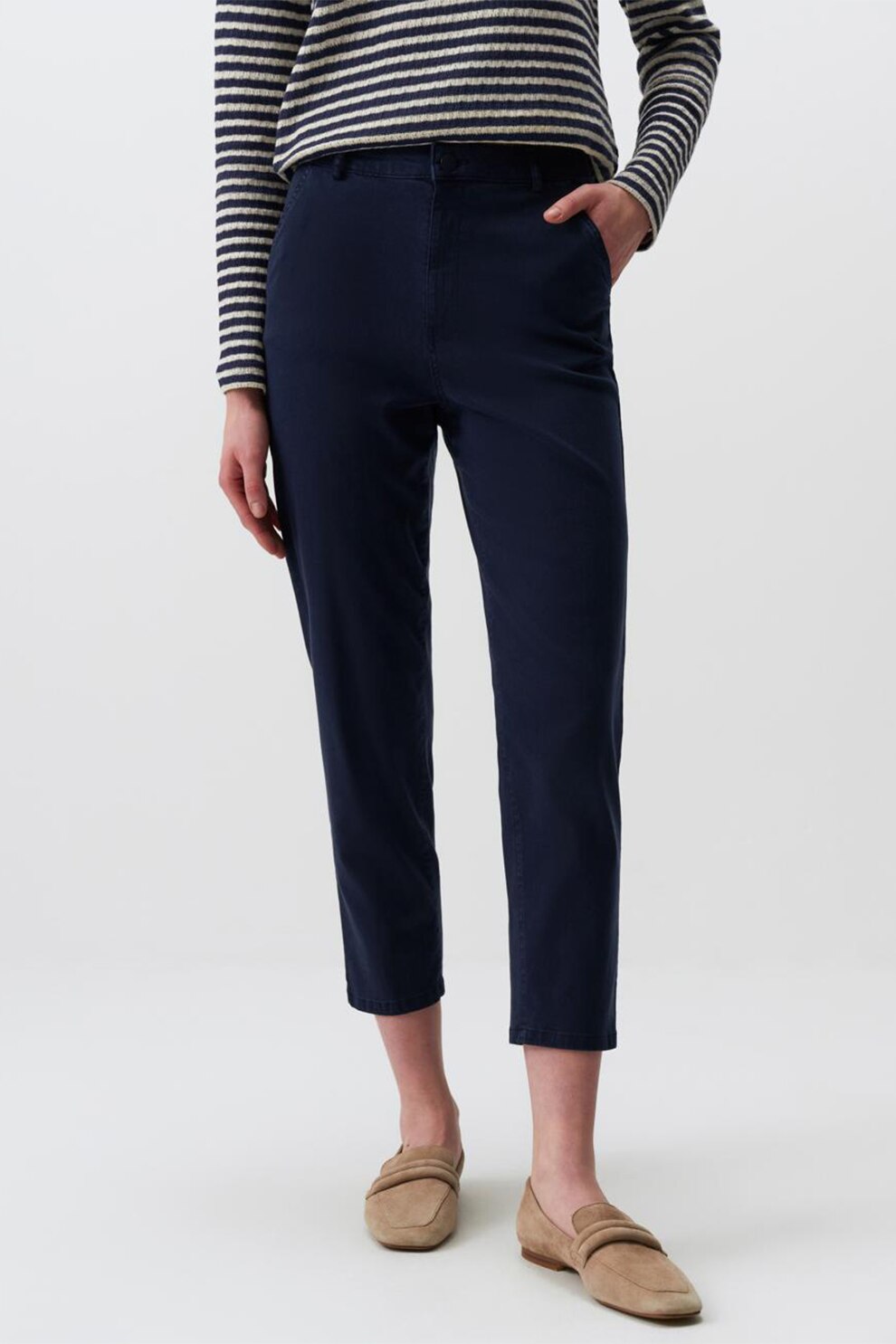 JIMMY KEY, Pantaloni crop din amestec de lyocell cu buzunare, Albastru ultramarin, S