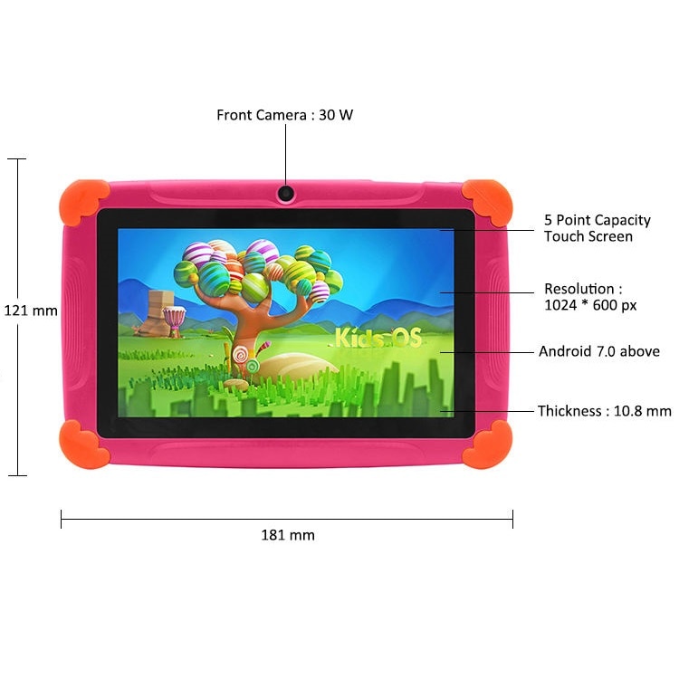 Tableta pentru copii Wintouch K77, Android, 1 GB RAM, 7 inchi, 8 GB, WIFI, Doua camere, Control parental, Roz