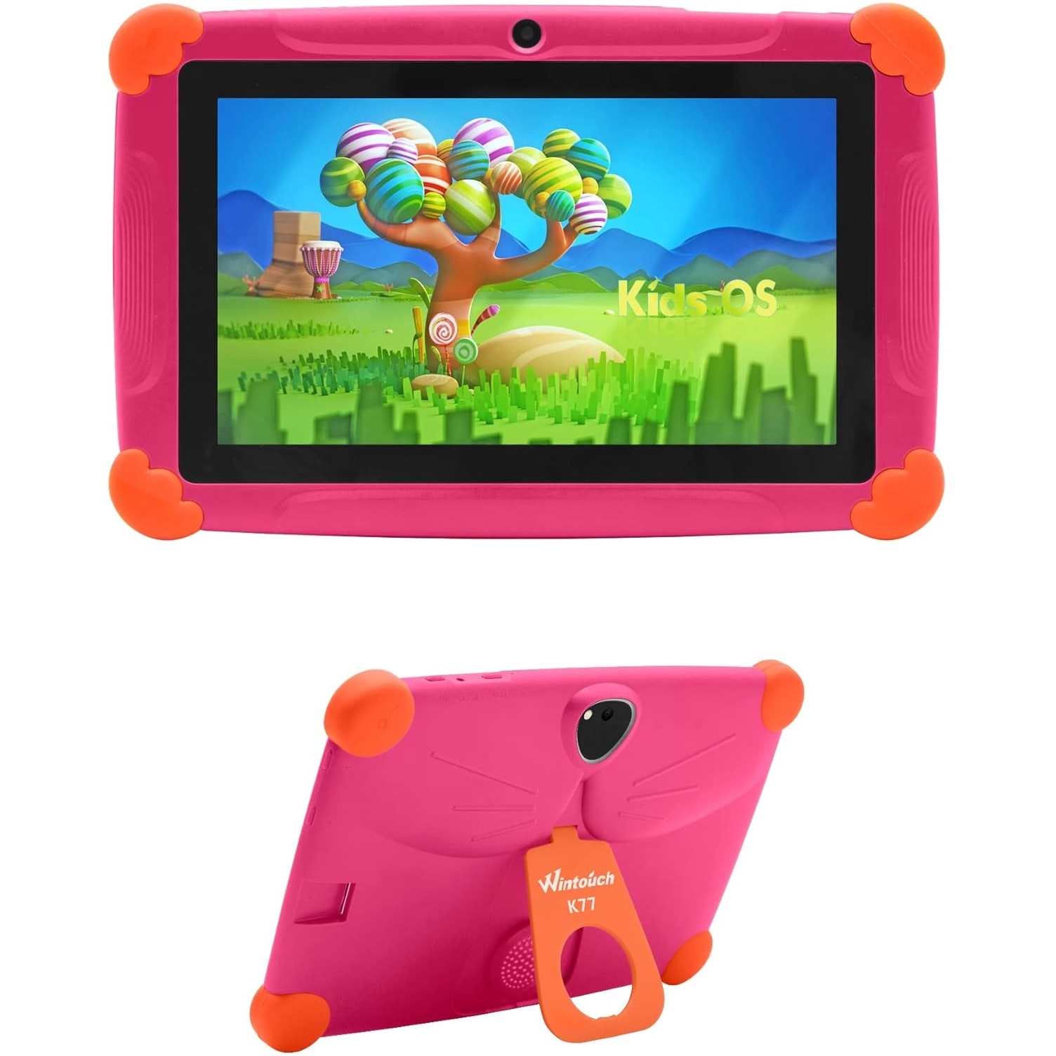 Tableta pentru copii Wintouch K77, Android, 1 GB RAM, 7 inchi, 8 GB, WIFI, Doua camere, Control parental, Roz