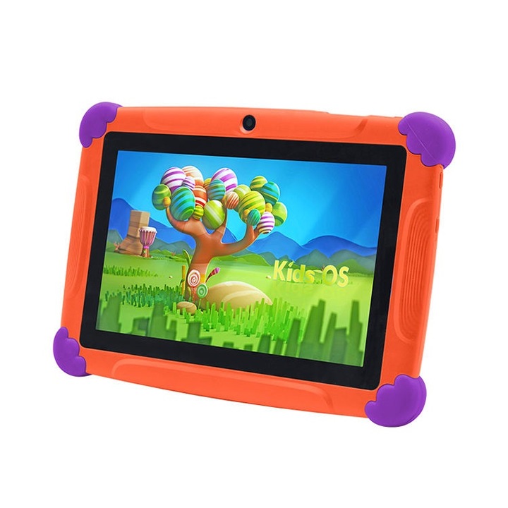 Tableta pentru copii NUBI Wintouch K77, Android, 1 GB RAM, 7 inchi, 8 GB, WIFI, Doua camere, Control parental, Portocaliu