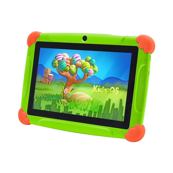 Tableta pentru copii NUBI Wintouch K77, Android, 1 GB RAM, 7 inchi, 8 GB, WIFI, Doua camere, Control parental, Verde