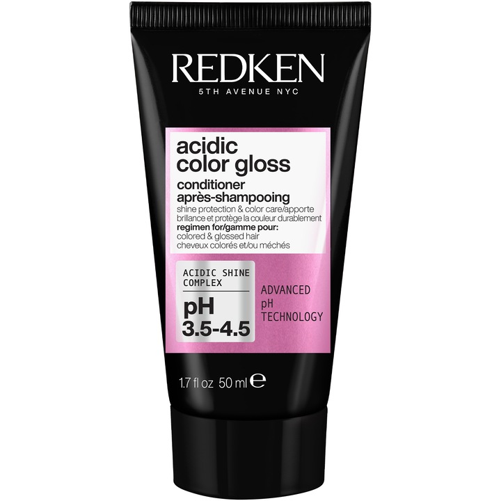 Balsam profesional Redken Acidic Color Gloss, cu vitamina E si arginina, pentru par vopsit, protejeaza culoarea si ofera stralucire, 50ml