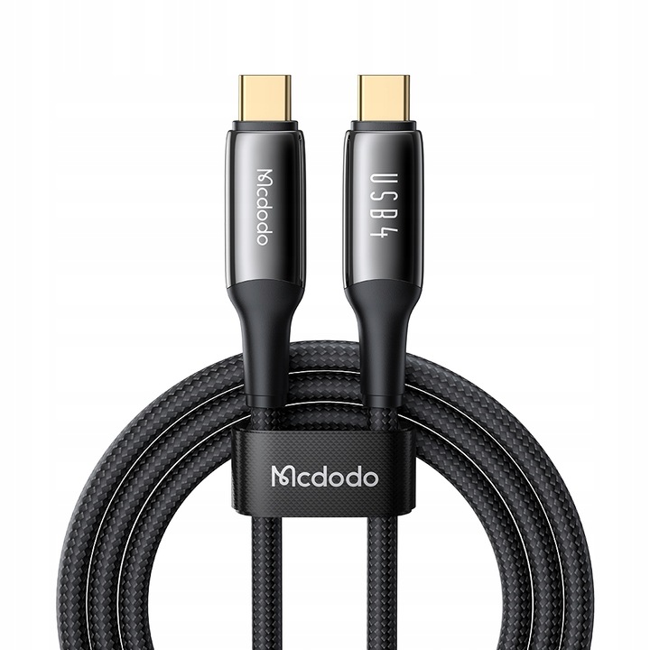 Adat- és töltőkábel, Mcdodo, gyorstöltés Thunderbolt 240 W USB-C - USB-C, gyorstöltés, Apple CarPlayhez, Android auto / Samsung / iPhone 15 / Plus / Pro / Max / Xiaomi / Oppo, 1M, Fekete