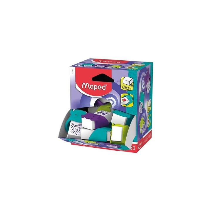 Комплект 20 гуми с капак, Maped, Multicolor