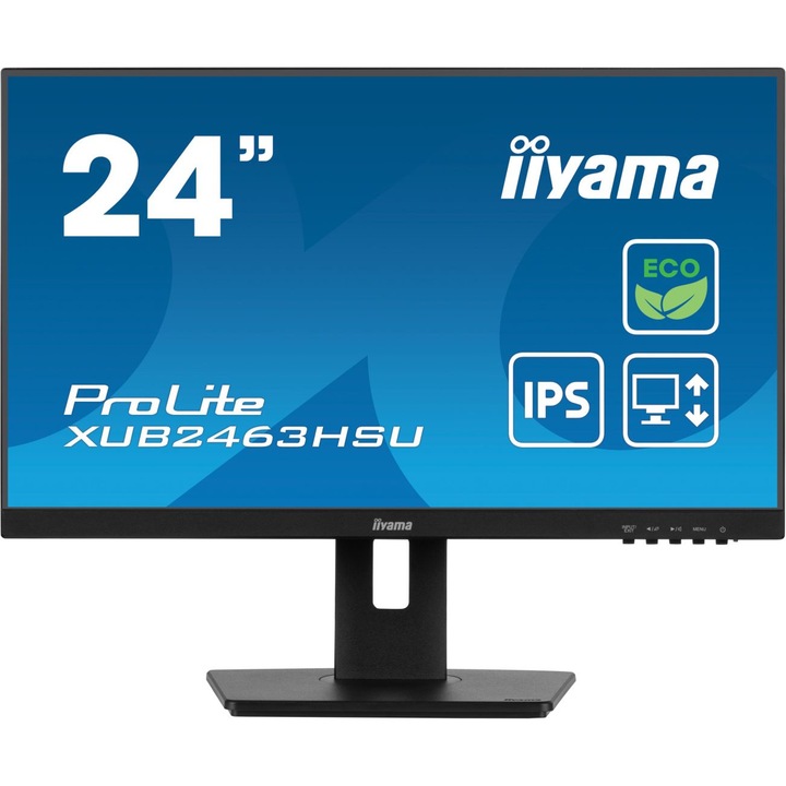 Iiyama (XUB2463HSU-B1) ProLite 23.8" IPS LED монитор, 1920 x 1080, 16:9, 250 cd/m², 3ms, 1xHDMI, 1xDisplayPort, 2xUSB-A, изход за високоговорител