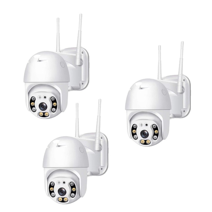 Комплект от 3 камери за наблюдение Neco Smart WiFi, Super HD, 5MP, LED+IR, сензор за движение, микрофон, аларма