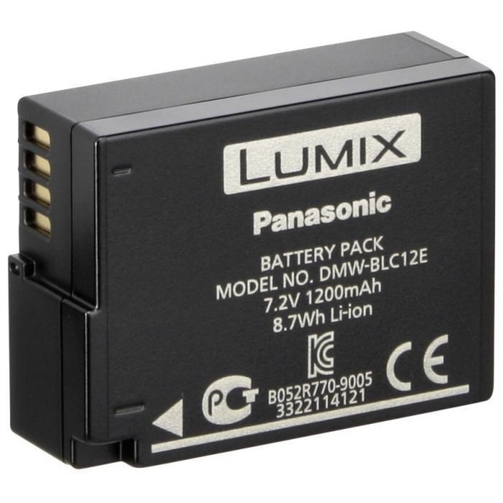Acumulator compatibil Panasonic Lumix DMW-BLC12E, 7.2 V, 1200 mAh, Negru