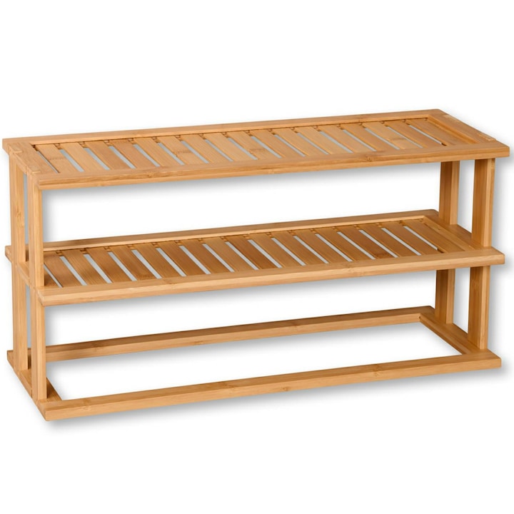 Raft pentru blat de bucatarie din bambus, doua niveluri, 55 x 20 cm, Kesper