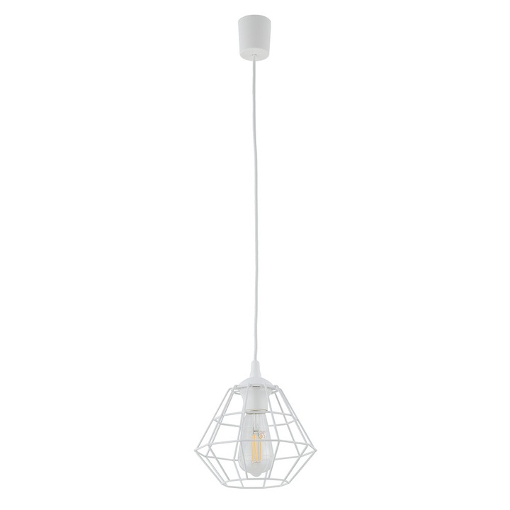 Полилей DIAMOND, TK Lighting, бял 1xE27 22см, модерен, геометричен дизайн