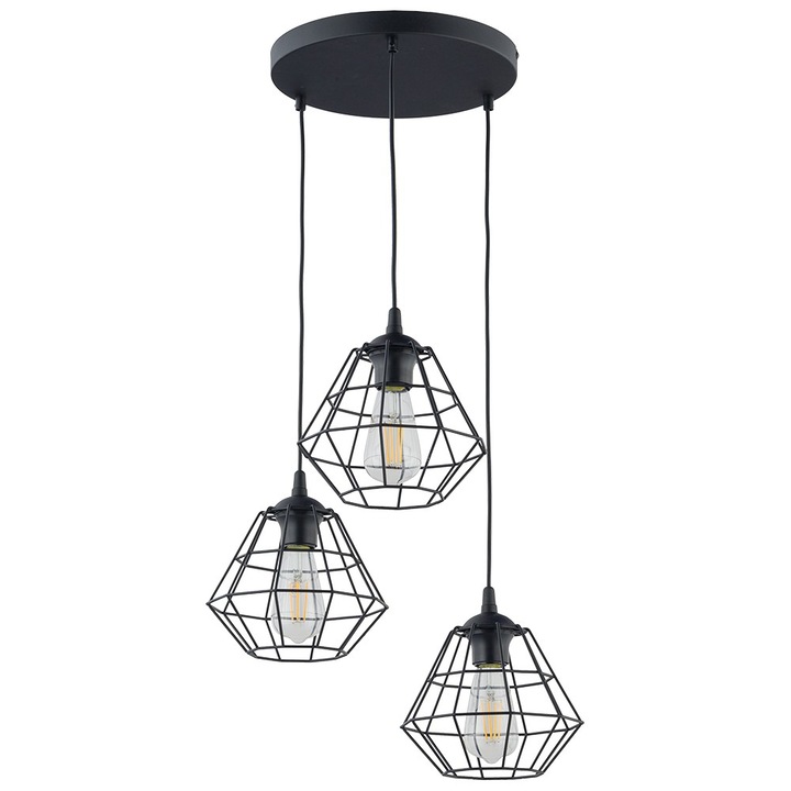 Lustra DIAMOND, TK Lighting, neagra, 3xE27