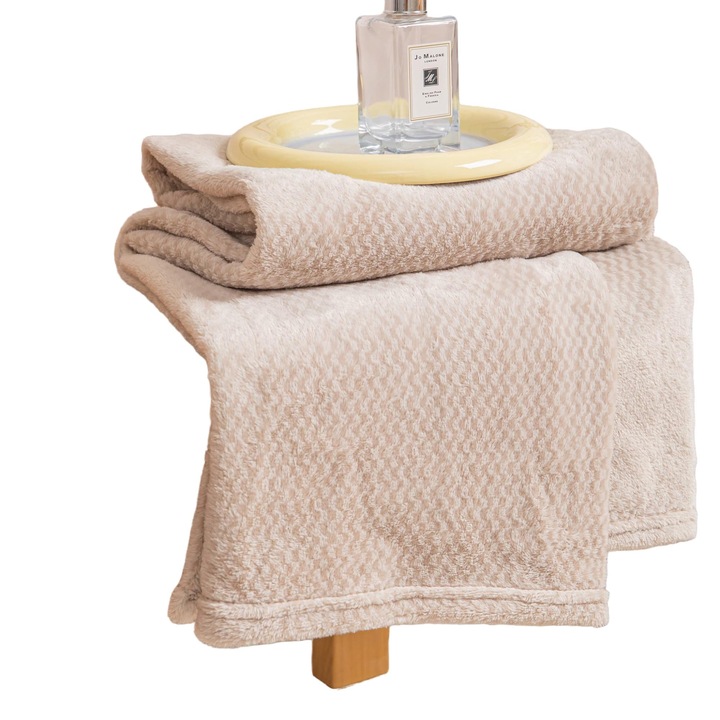 Patura de pat, Spod Igly i Nitki, Microfibra, 70x150 cm, Bej