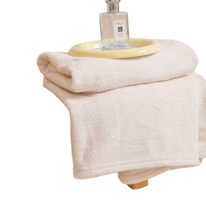 Patura de pat, Spod Igly i Nitki, Microfibra, 70x150 cm, Crem