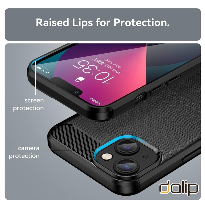 Калъф за OnePlus 9R, Dalip Carbon Fuse, HQ TPU, черен