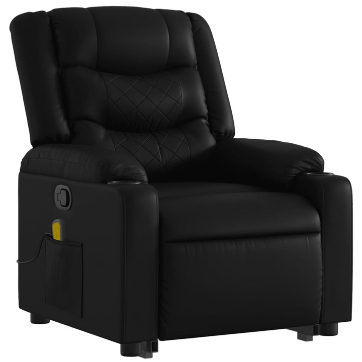 Масажен стол с повдигаща функция, Zakito Europe, Екологична кожа/Метал, 77x93x99 см, Черен