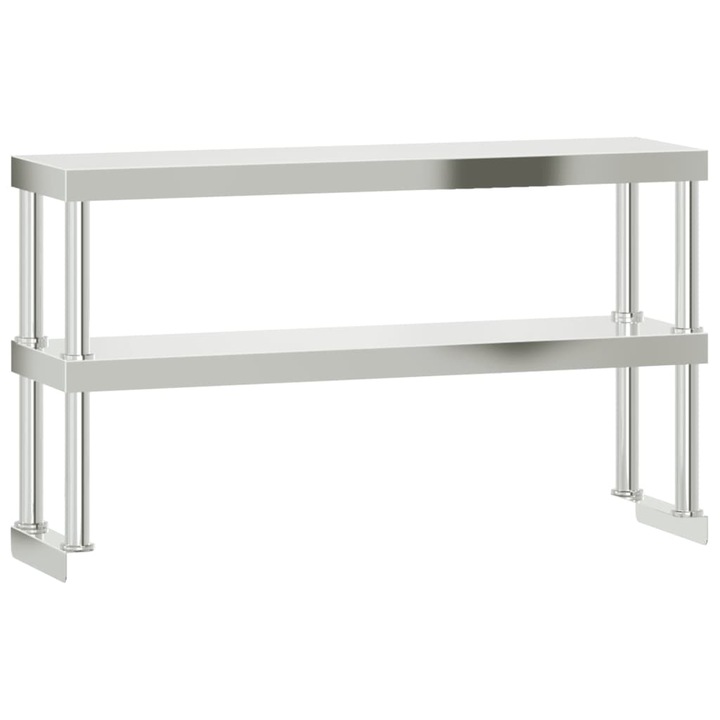 Работна маса vidaXL, 2 нива, 110x30x65 см, неръждаема стомана, 6.3 Kg