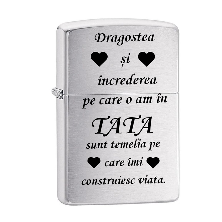 Bricheta cu benzina, gravata pentru tata, increderea, Flacara Ajustabila, Reincarcabila, gri, 6 cm, Dalimag