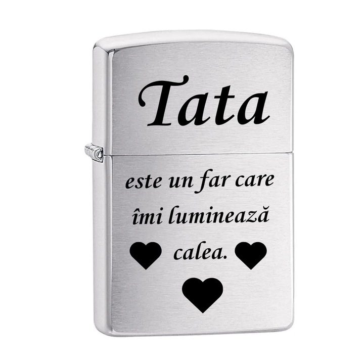 Bricheta cu benzina, gravata pentru tata, un far care imi lumineaza, Flacara Ajustabila, Reincarcabila, gri, 6 cm, Dalimag