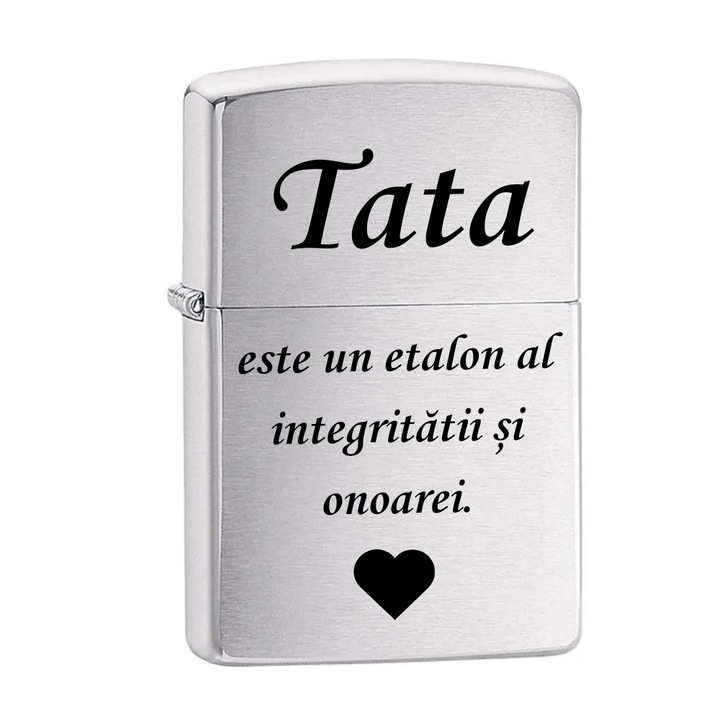 Bricheta cu benzina, gravata pentru tata, Flacara Ajustabila, Reincarcabila, gri, 6 cm, Dalimag