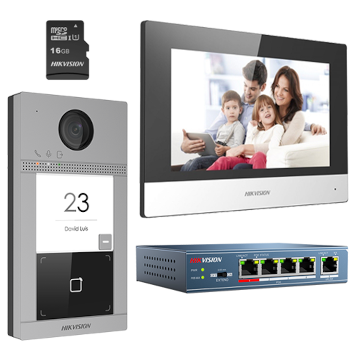 Семеен видеодомофонен комплект, 2.4Ghz Wi-Fi, 7 инчов монитор - HIKVISION DS-KIS604-S